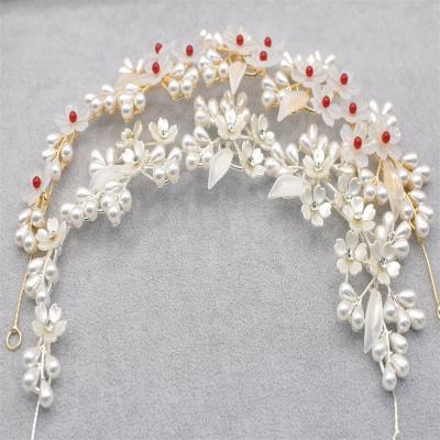 China Bridal Acrylic Bead Flower Decoration RedWillow Headpiece Zinc Alloy Soft Chain Props For Wedding Display for sale