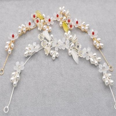 China Fancy RedWillow Bridal Vintage Acrylic Flower Pearl Headbands Decoration Wedding Hair Accessories Flower Hair Vine for sale