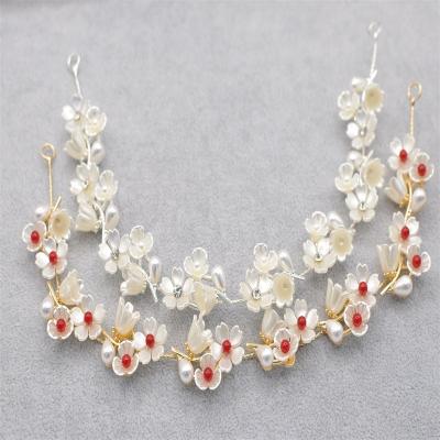 China Decoration RedWillow Flower Acrylic Hair Accessories Women With Pearls Hair Bands With Pearl for sale