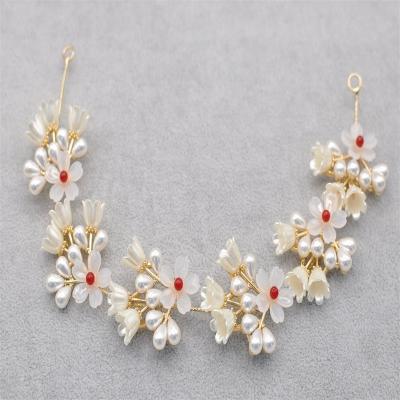 China Decoration RedWillow 2022 Wholesale Acrylic Flower Hair Accessories Headbands Wedding Pearl Bridal Headpiece For Girls for sale