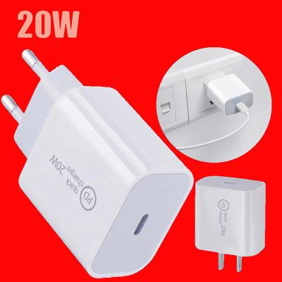 China Portable 20W PD USB-C Charger Power Adapter Palladium Fast Phone Chargers UK EU US AU Plug Travel Charging Charger For iPhone 12 for sale