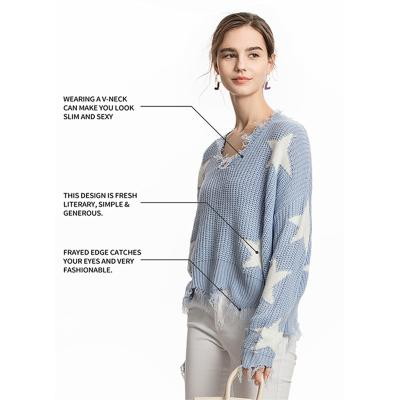 China Autumn Ladies V Neck Breathable Pullover Long Sleeve Multi Color Knit Women Jumper Sweater for sale