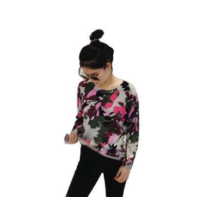 China Anti-wrinkle Cheap Price Spring Round Neck Long Sleeve Flower Pattern Women Casual Sweater for sale