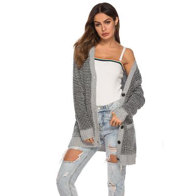 China Anti-wrinkle OEM/ODM Ladies Knitted Sweater 100% Fashion Acrylic Mid Length Sexy Women's Cardigan Sweater Long for sale