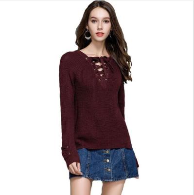 China direct sales of Anti-wrinkle OEM/ODM and wholesale 100% acrylic computer knit soft fashion style sweater women korean pullover for sale