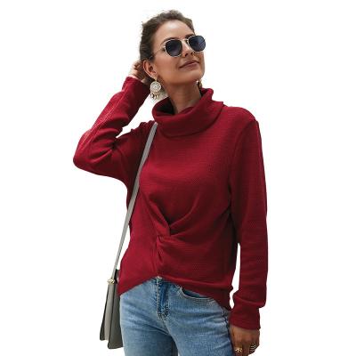 China 2020 Best New Anti-Wrinkle OEM/ODM High Quality Turtle Neck Polyester Women Knitted Soft Sweater Pullover for sale