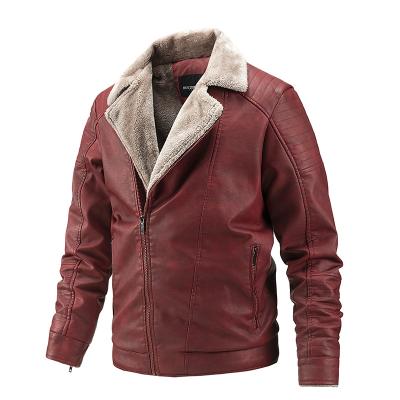 China Wholesale Viable Winter Plus Velvet Leather Mens Pu Motorcycle Jacket Lapel Casual Fur Jacket for sale