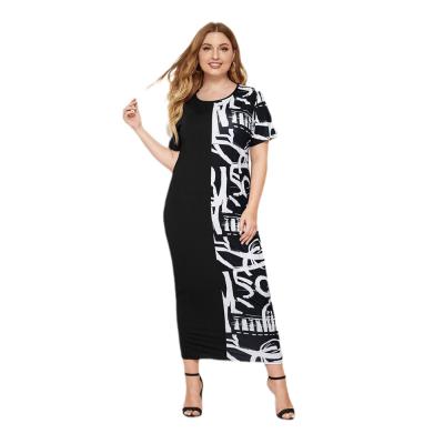 China Custom wholesale viable women's dress slim long dress printed plus size dress for sale