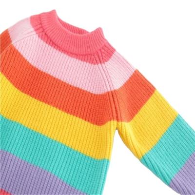 China Mommy and me wholesale anti-shrink girl knitwear 2021 stock children's clothing thick styles sweater long stripes long sleeves autumn winter top for sale