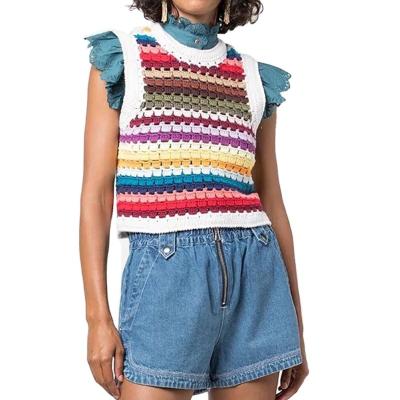 China Custom Crocheted Anti-Wrinkle UG Women Sweater Vest Hollow Out Hand Crocheted Knitwear Camisole Sweater Tops Sweater Vest for sale