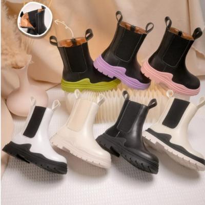 China Usb Children's Shoes Quality Style Leather British Sable Martens Boots Girl Leather Shoes Chelsea Booties Anker Rain Boots for sale