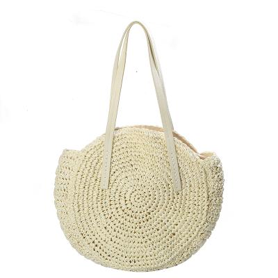 China Straw Bag Women Handbag Woven Summer Beach Straw Handbag Simple Round Handbag Women Boho Style Fashion Factory Round New for sale