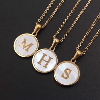 China Hot Selling Fashion Gold Color Alphabet Letter Necklace Initial Pendant Necklace Fashion Titanium Steel Chain Necklace Women Jewelry Gifts for sale