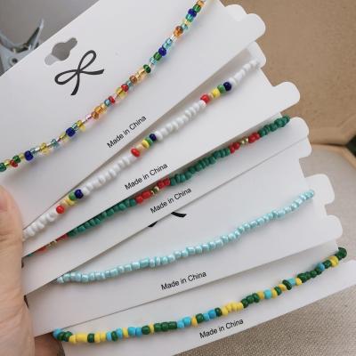 China Fashion Women String Choker Necklace Jewelry Scarves Gift Beaded Short Seed Necklace Women for sale