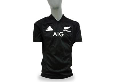 China Black Mens Short Sleeve Rugby Shirts , Customized Rugby League Clothing Anti Wrinkle for sale