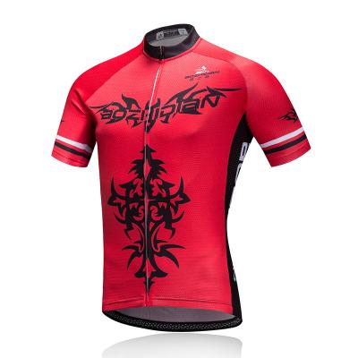 China Red Color Custom Cycling Jersey Sportwear Breathable Fabric Moisture Management   for sale