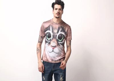 China Round Neck 3D Tee Shirts Short Sleeve 100% Polyester Transfer Printing No Fading for sale