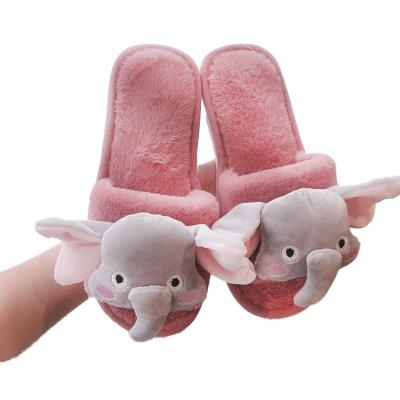 China Fashion Trend Cartoon Travel Slippers Plush TPR Plush Elephant Women's Rubber Unique Slippers Cute Cute Slippers for sale