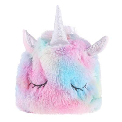 China Fashion Customized Colorful Unicorn Cartoon Plush Bag Girl's Plush Cosmetic Bag Storage Coin Purse for sale