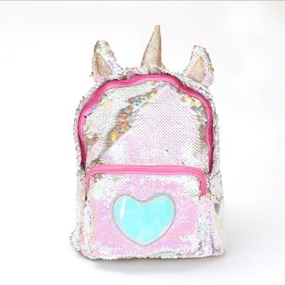 China Decoration Girl Fashion High Quality Sequins Backpack Custom Cute Sequins Unicorn Plush Travel Backpack for sale