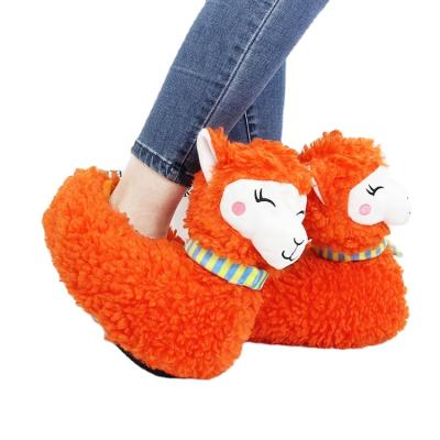 China Orange Alpaca Smiley Women's Orange Smiley Women's Winter Plush Flat Slippers Christmas Slippers for sale