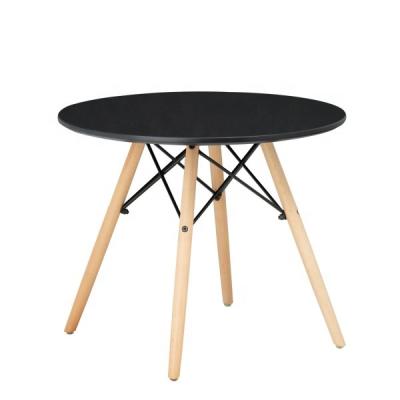 China Morden Cafe Modern Cheap Plastic Round MDF Table With Wooden Legs Center Table For Dining Room for sale