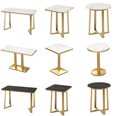 China Table modern restaurant luxury stainless steel gold cooling base and round natural marble top dining table for sale