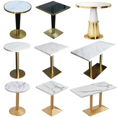 China (Other) Adjustable Modern Simple Round Marble Stainless Steel Table Top Legs Marble Tea Coffee Dining Table for sale