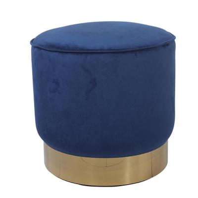 China New Design Velvet Fabric Round Sneaker Ottoman Storage Stool With Metal Base Gold For Living Room for sale