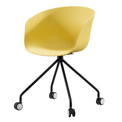 China 2022 Hot Selling Nordic Style Office Swivel Computer Armrest PP Rotation Desk Chairs Plastic Armchair With Wheels for sale