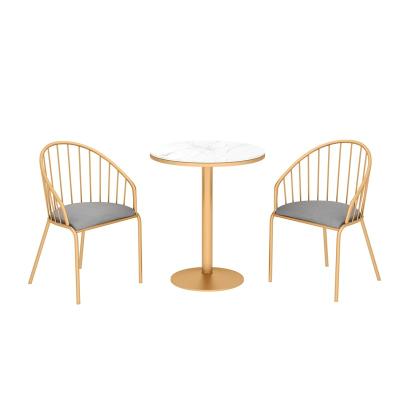 China Modern Wholesale New Design Living Room Nail Bar Tulip Round Marble Table And Indoor Dining Cafe Chairs Sets For Cafe for sale