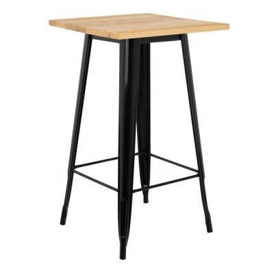 China Wholesale Furniture Iron Table Top Party Ktv Metal Table With Wood Top For Bar Club Cafe Room Hotel Restaurant for sale