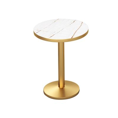 China Hot Sale Cheap Beautiful Gold Dining Indoor Metal Tulip Shape Restaurant Hotel Leisure Round Coffee Marble Table Top Tables for sale