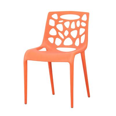 China Dining room factory price comfortable orange color plastic material chair for sale