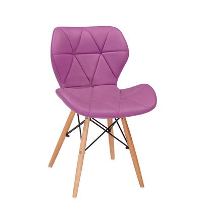 China Modern Furniture Restaurant Used Furniture Colored Plastic Back PU Leather Butterfly Dining Chair With Wooden Legs for sale