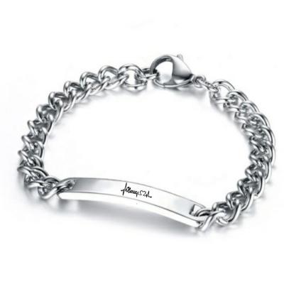 China FASHIONABLE Free Engraving Personalized Stainless Steel Custom Lettering Couple Bracelets for sale