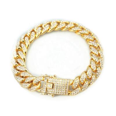 China FASHIONABLE Bling Zircon Hip Hop Simple Design Alloy Cuban Bangle Bracelet for sale