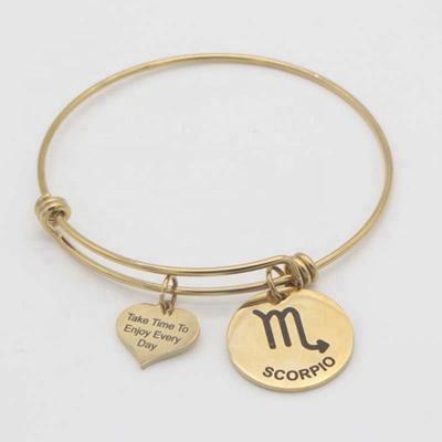 China TRENDY Classic Design Valentine Charm Adjustable Wire Bracelet Gold Filled Bracelet Zodiac Bracelet for sale