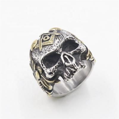 China Vintage Hotsaling Mens Halloween Party Gloomy Gothic Skull Ring Titanium Steel Ring, US Size 7-15 for sale