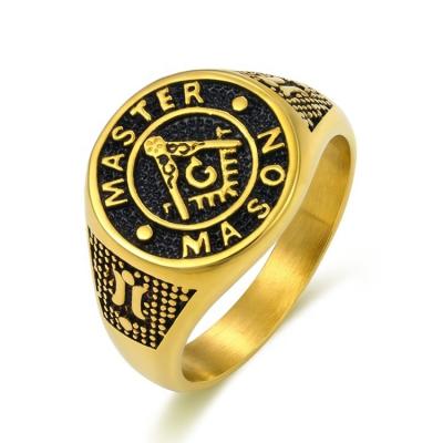 China CLASSIC hiphop AG freemasonry size hot sales men statement big vintage silver ring men for sale