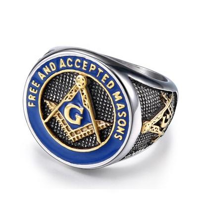 China Wholesale Custom Stainless Steel Plated Gothic Stainless Steel Fashion Masonic Punk Gift Retro Rings Silver Gothic AG Personality For Men Jewelry for sale