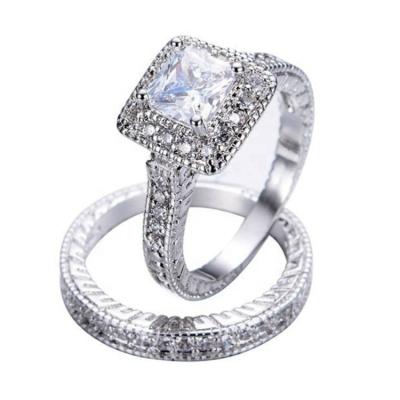 China Romantic Exquisite 925 Jewelry Engagement Or Wedding Silver Ring Zirconia Set Jewelry for sale