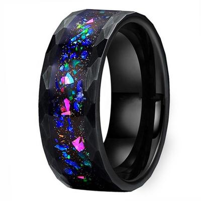 China CLASSIC Mens Womens Tungsten Rings Galaxy Series Multicolor Create-Opal Inlay Wedding Band, US Size 5-13 for sale