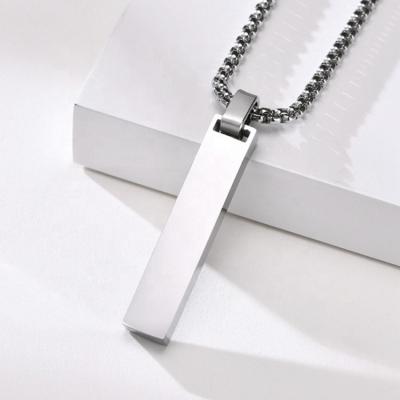 China Black Punk Stainless Steel Roman Number Cuboid Pendant White Hiphop Geometric Hiphop Necklace For Trendy Youth for sale