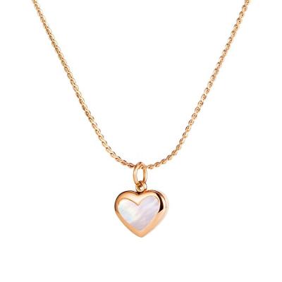 China FASHIONABLE Temperament Minimalist Titanium Rose Gold Tiny Heart Necklace Steel Chain Necklace For Women for sale