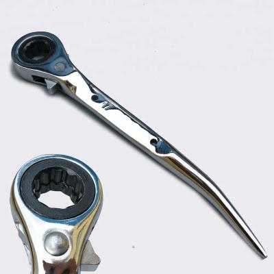 China Double Flat Ratchet Industrial Short Bend-Tailed Socket Wrench for sale