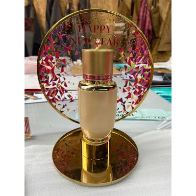 China Acrylic plexiglass quality round holiday table sign holder display design with metal text for sale