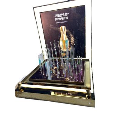 China Acrylic Skincare Custom Base Suit Cosmetic Stand LED Counter Display With Product Racks for sale