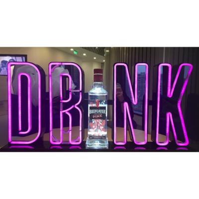 China New design changeable neon and acrylic perspex wine color worktop glorifier display stand for bar supermarket club for sale