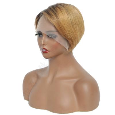 China Pure Original Natural Hair Wanda Pixie Cut Wig Short Curly Human Hair Wigs Cheap 13X1 Transparent Lace T1B350 Pixie Lace Front Wig For Women for sale